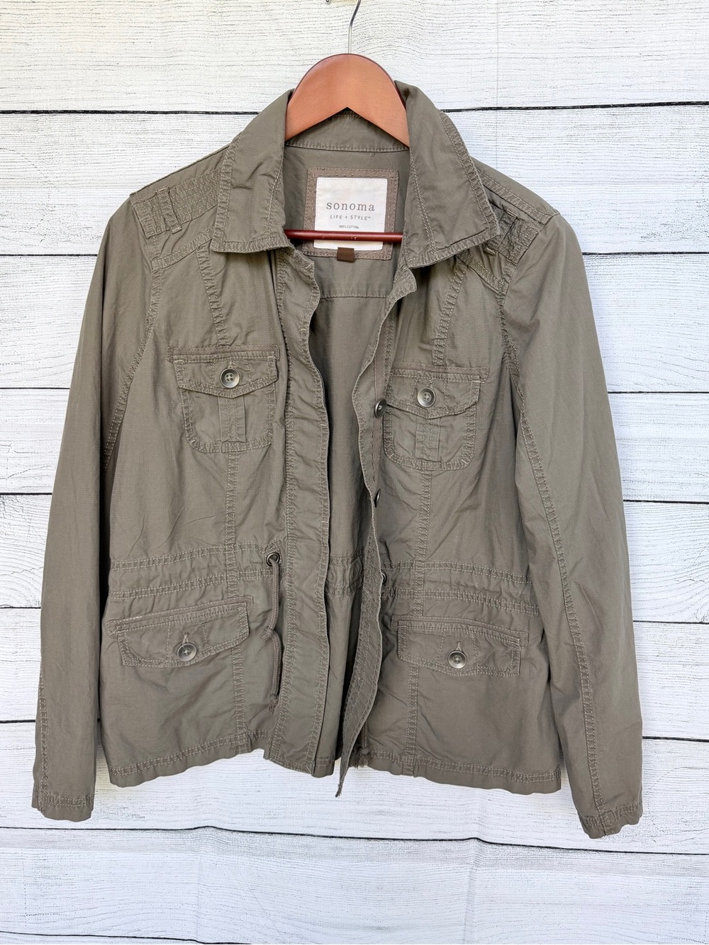 Sonoma Goods for Life Cinch Waist Utility Military Jacket - Large